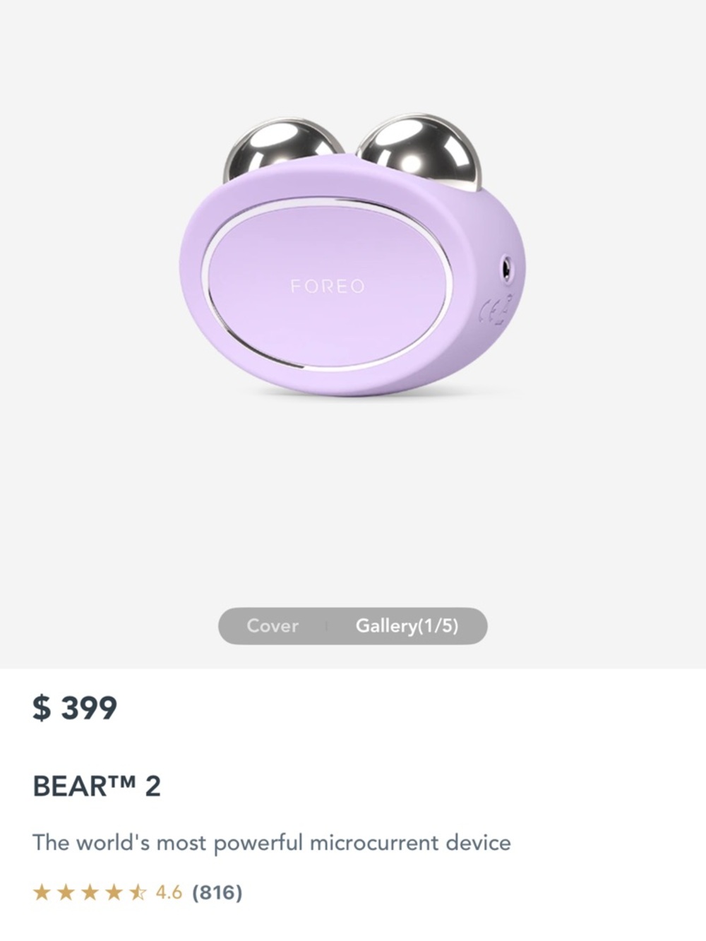 FOREO BEAR 2 Microcurrent Facial Toning Device - Lavender